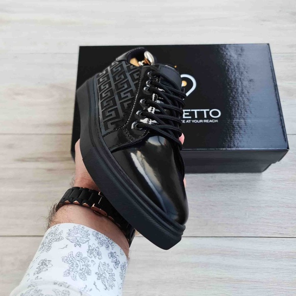 Black Patent Leather Sneakers for Men - Picture 6 of 6